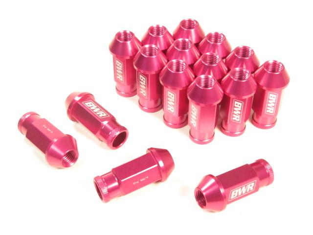 Blackworks forged extended open ended wheel tuner lug nuts pink 12x1.5mm 16pcs