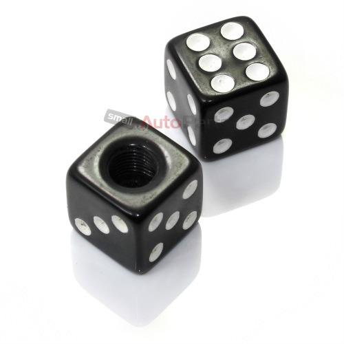 2) custom black dice tire/wheel stem valve caps for motorcycle dirt bike bicycle