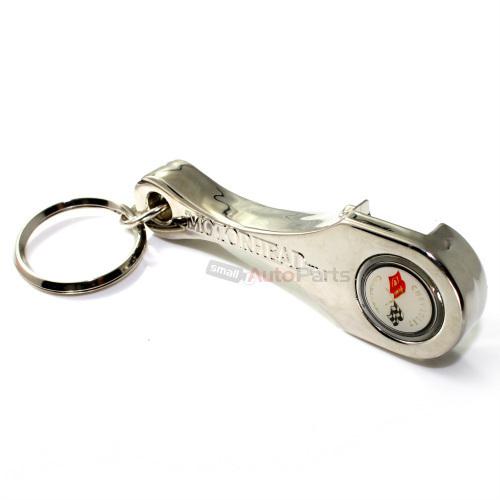 Chevy corvette c1 logo chrome metal rod & bottle opener key chain ring fob