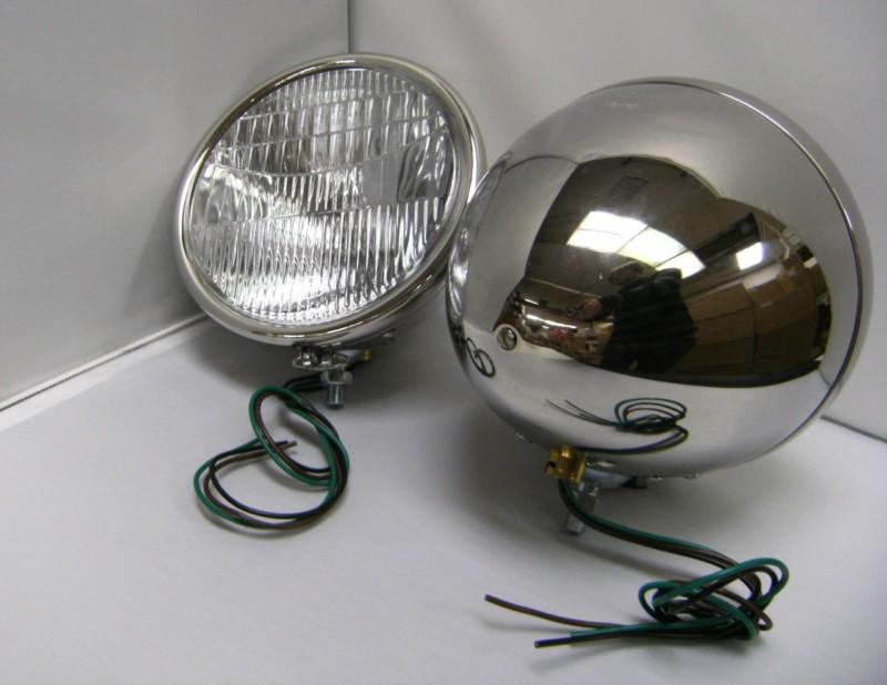Ford stainless steel quartz halogen 12v head lamps pair