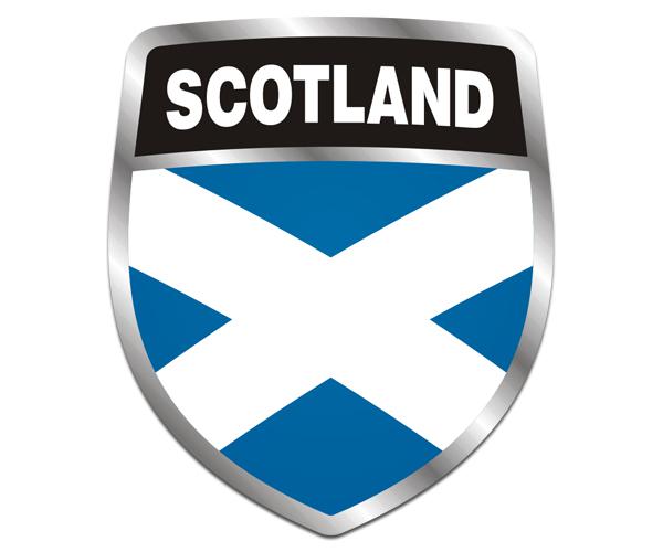 Scotland flag shield decal 5"x4.3" scottish vinyl bumper sticker zu1