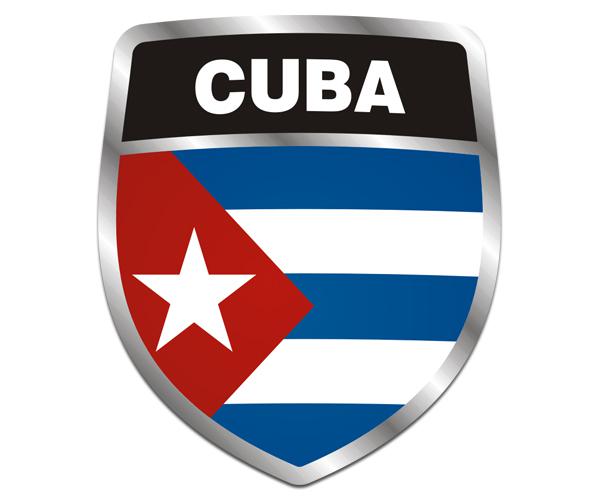 Cuba flag shield decal 5"x4.3" cuban vinyl car bumper sticker zu1