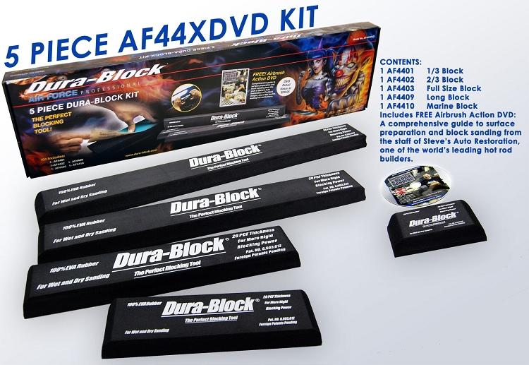 Dura-block (af44xdvd)  5-piece auto body sanding block kit + free dvd