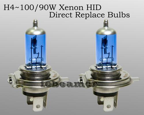 H4 100w x2 pcs hi/lo xenon hid white direct replace univer. light bulbs bf3bbg