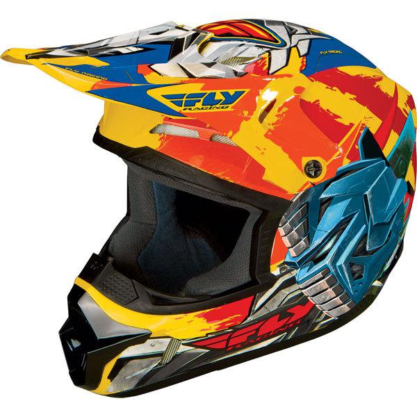 Yellow/orange/blue s fly racing kinetic fly-bot youth helmet 2013 model