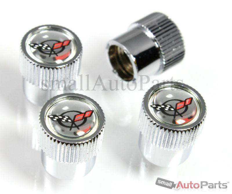 (4) chevy corvette c5 mirror logo chrome abs tire/wheel stem air valve caps set