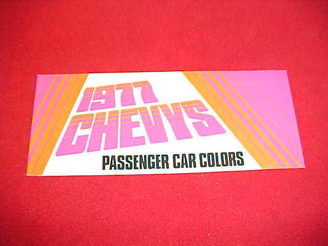 1977 original chevrolet camaro nova monza chevelle color chart paint chips 77