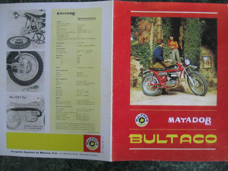 Bultaco matador mk3 250, 1969 brochure approx 11"x17" fully opened - 4 pages