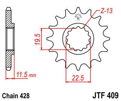 Jt sprocket front 16t chromoly steel fits suzuki dr125 s raider 1985-1994