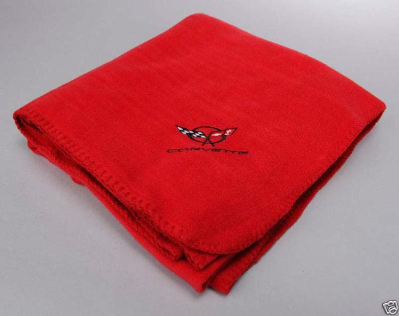 1997-2004 corvette c5 red fleece blanket - new!