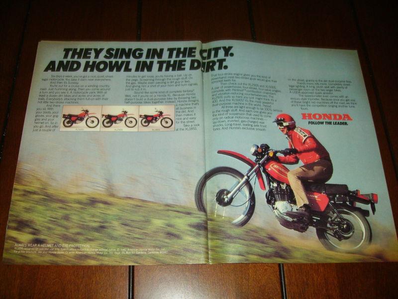 1980 honda xl 185s  250s  500s   ***original 2 page  ad***