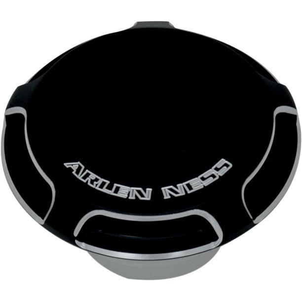 Arlen ness vented black beveled billet gas cap for harley sportster dyna softail