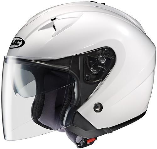 New hjc is-33 solid open-face adult helmet, gloss white, large/lg