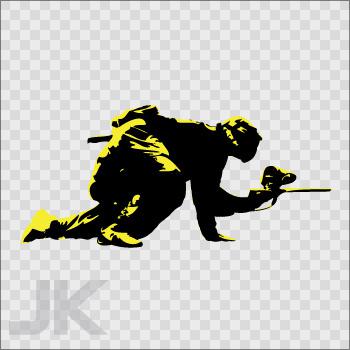 Decal stickers paintball player paintballers aim hide shot gun woods 0500 ka76x