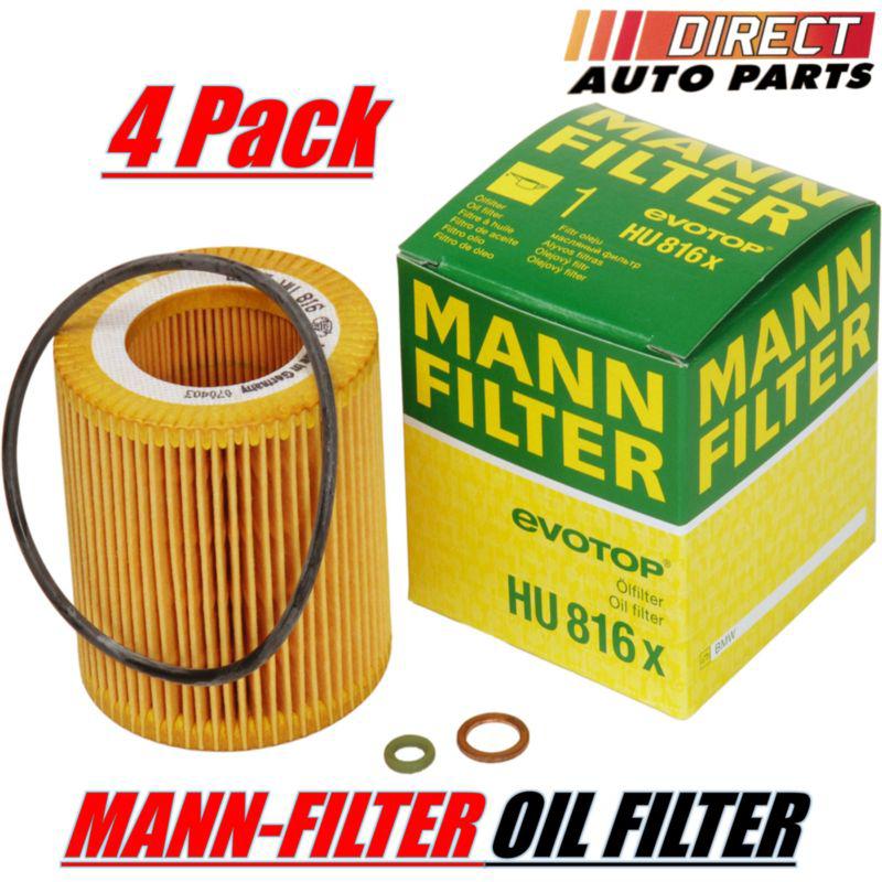 4 pack oem bmw oil filter mann-filter hu816x 