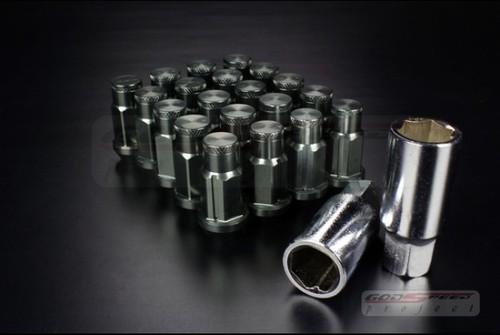 Gun metal color 20pcs t-4 racing lug nuts 50mm w/lock m12x1.25 gsp fit: infiniti