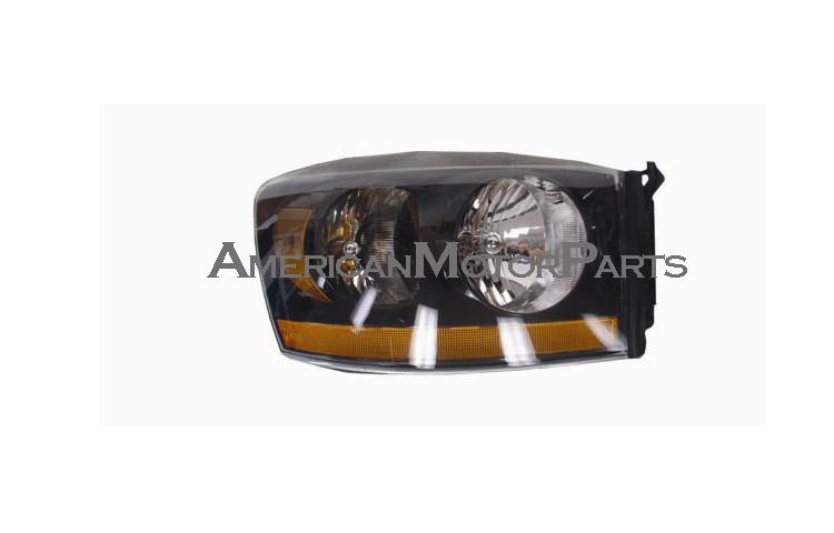 Passenger side replacement headlight w/ black bezel 06-06 dodge ram new model