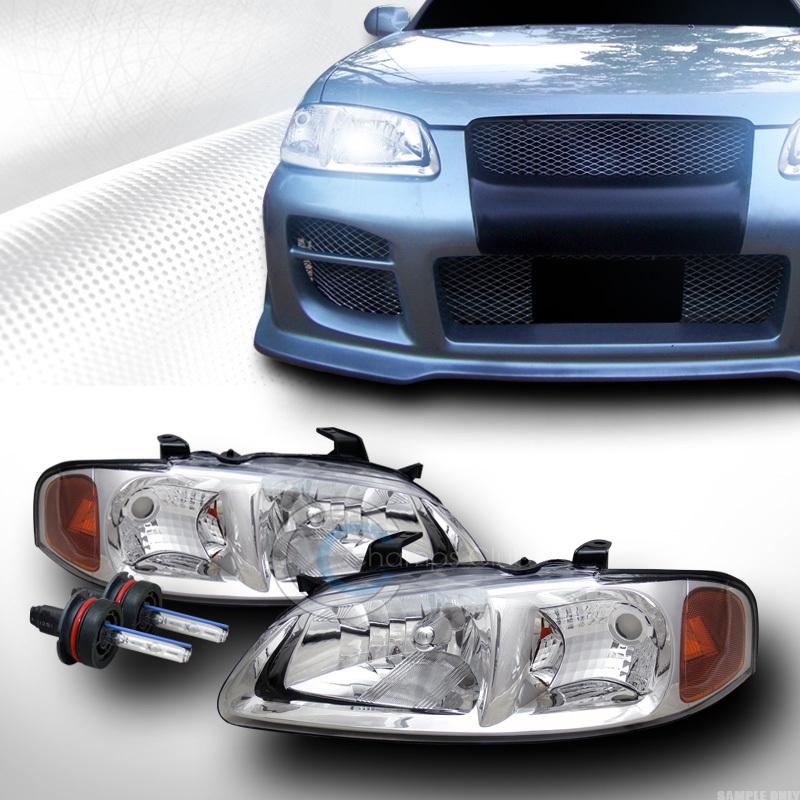 8000k hid xenon jdm chrome head lights lamps signal amber 00 01-03 nissan sentra