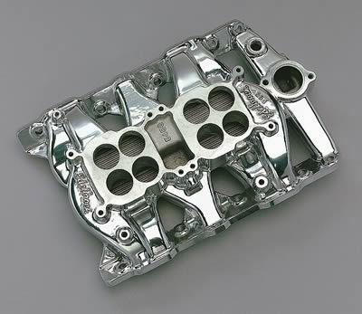 Edelbrock p-65 dual quad intake manifold 54501 pontiac v8 fits stock heads