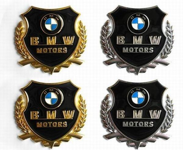 2pcs silvery zinc alloy metal auto car vip side stickers emblems decals for bmw