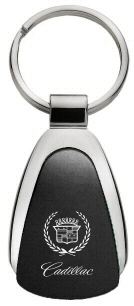 Cadillac classic black tear drop key chain ring tag key fob logo lanyard