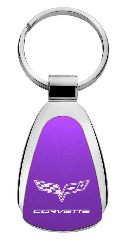 Chevrolet chevy corvette c6 purple tear drop keychain ring tag lanyard