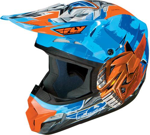 Fly racing kinetic fly-bot youth graphic motorcycle helmet blue/orange large