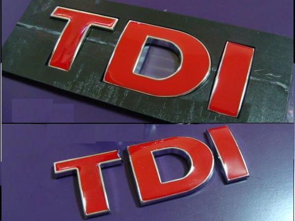 Car 3d tdi trunk badge emblem red chrome