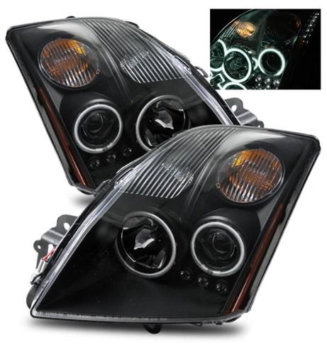 07-10 nissan sentra ccfl angel eye halo black projector headlights+reflectors