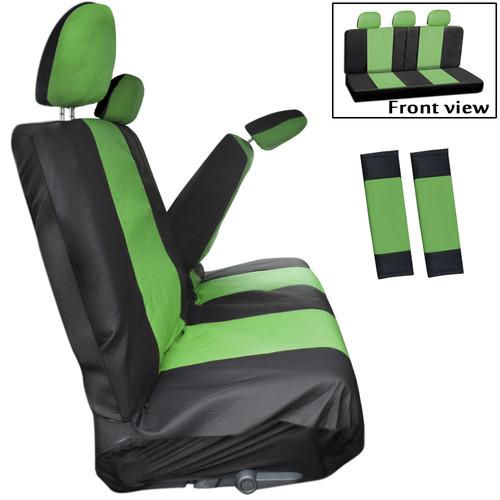 8pc green low back rear bench truck seat cover plus + head rests