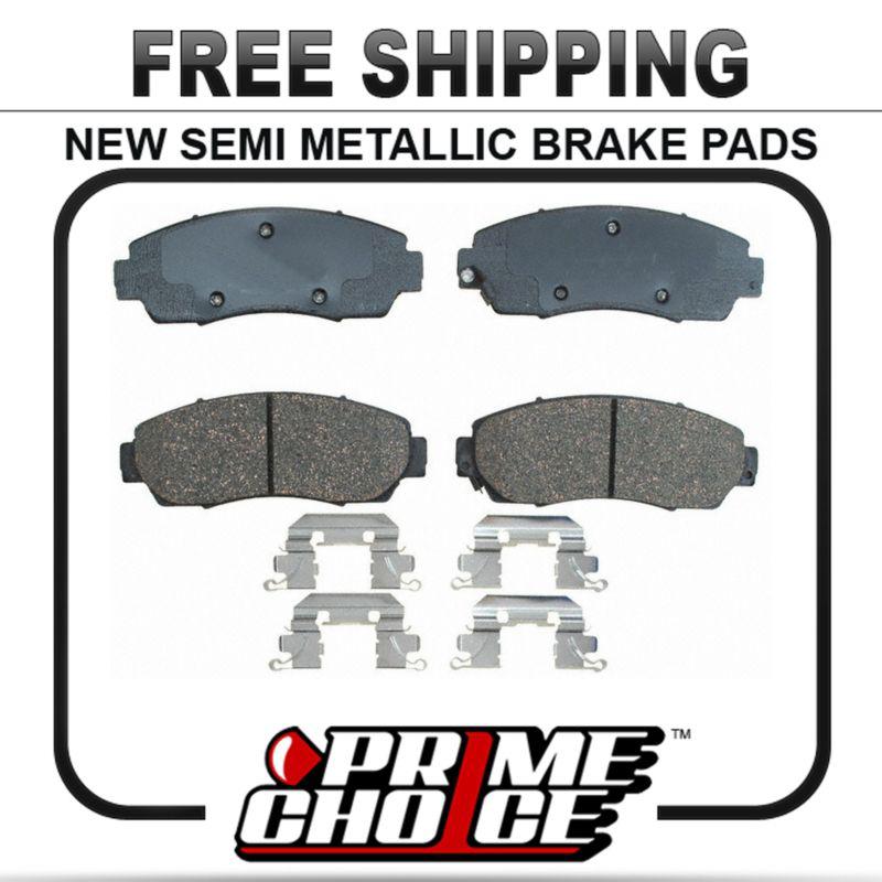 New premium complete set of front metallic disc brake pads with shims