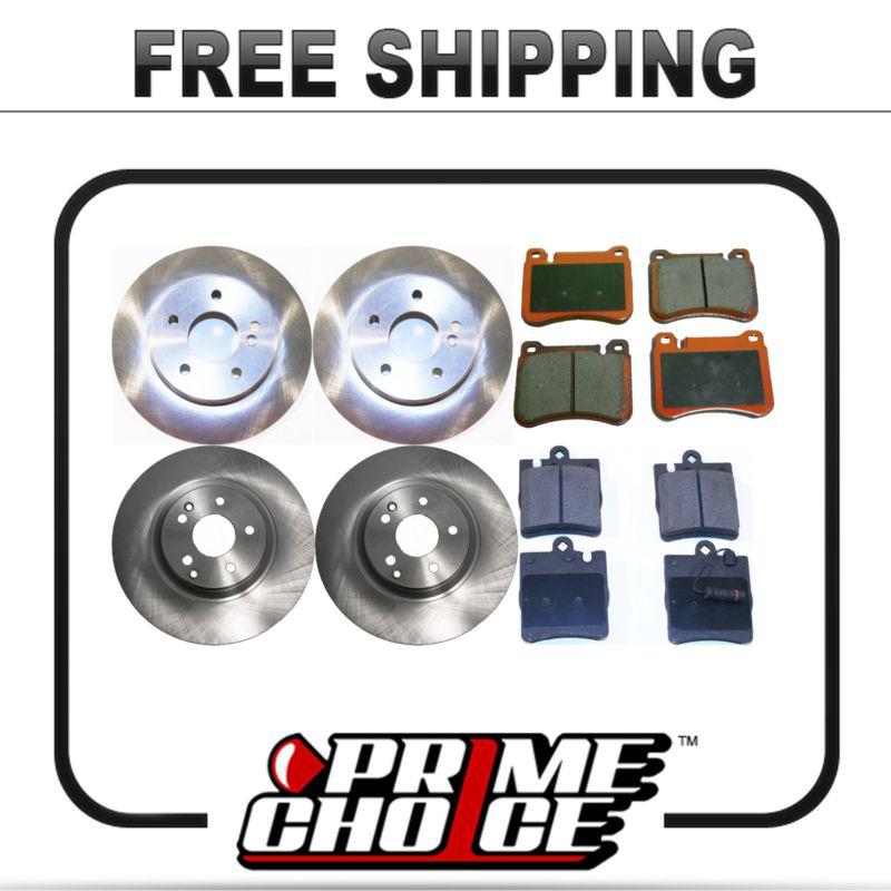 2 complete front & rear pair 4 disc brake rotors and 8 ceramic pads full set kit