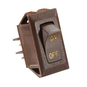 Rv designer switch, rocker, 10a, on/off, spst, brown w/ gold s273