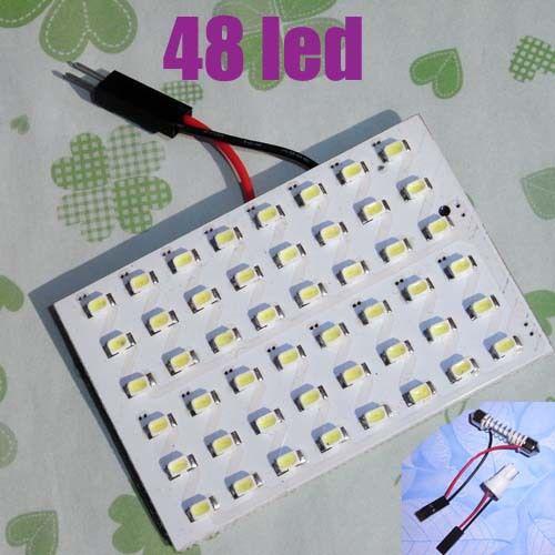 White 48 led flux car interior room dome light + t10