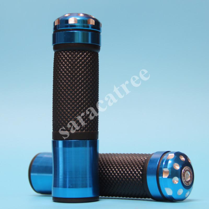 7/8'' 22mm aluminum motorcycle hand grips handle bar gel rubber bar end blue