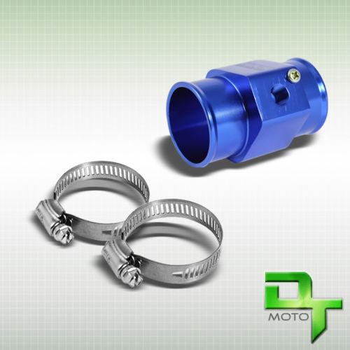 32mm blue aluminum water temp temperature gauge pipe radiator hose adapter+clamp