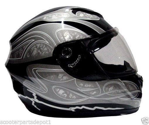 New motorcycle street full face helmet dot flip up visor grey lightning medium