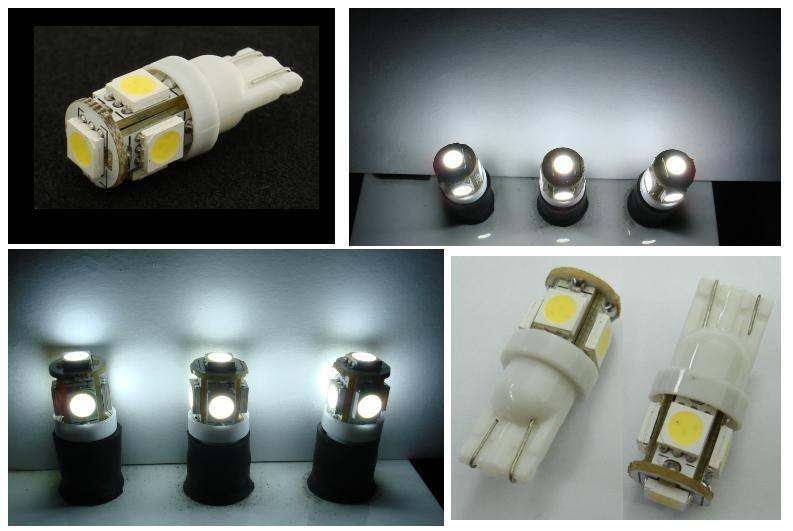 10x led bulb t10 wedge 194 5050 5smd white (7000k) for dashboard / signal light