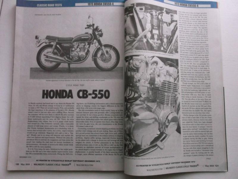 Honda cb-550-4 motorcycle magazine road test 1973 reprint
