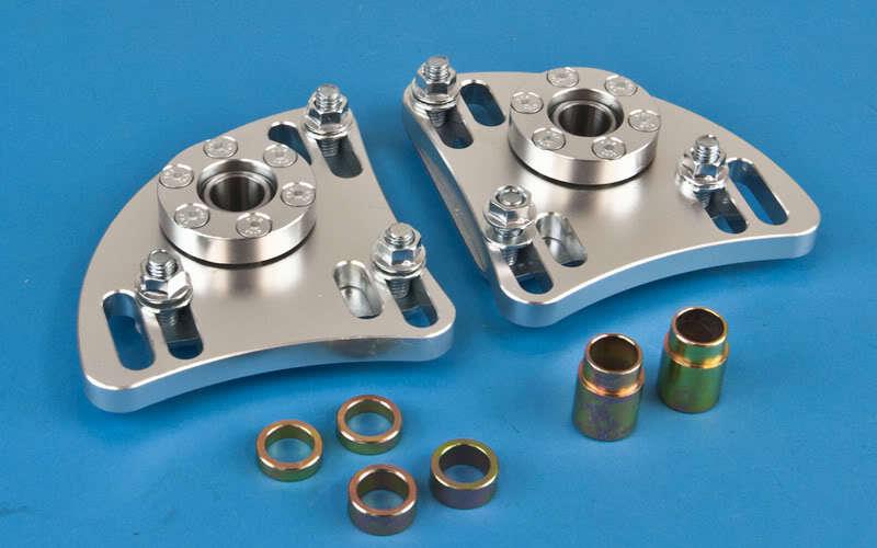 Front caster camber alignment pillowball upper mount plates kit (3-bolt style)