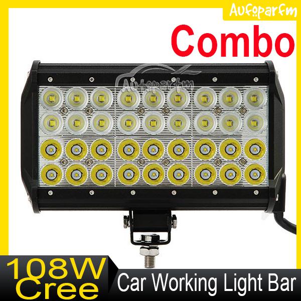 9" 108w cree led spot flood combo work light bar boat suv truck atv 4x4 lamp 