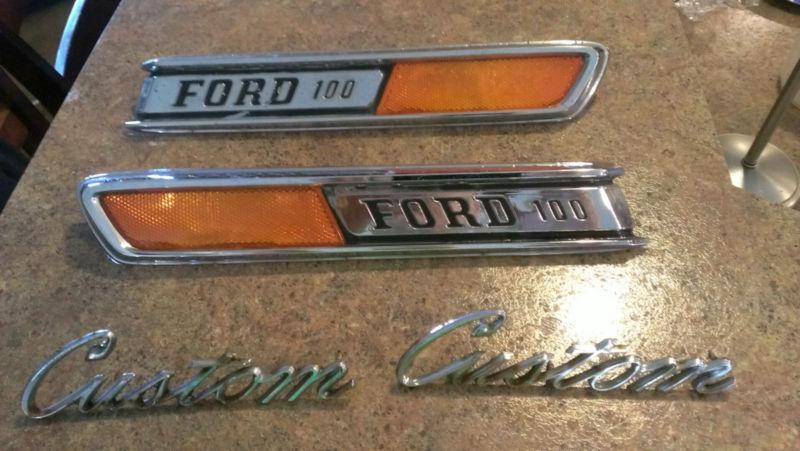 Ford f-100 hood emblems 1968-1972 set original f100 68 69 70 71 72 