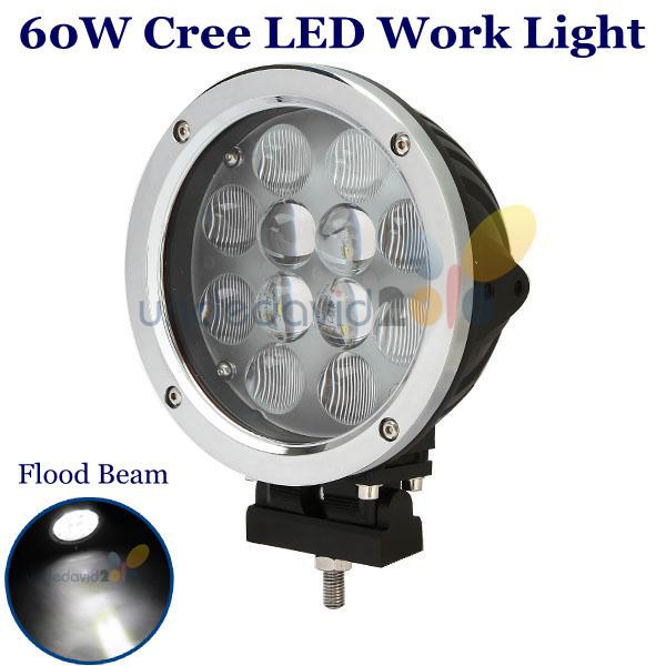 60w cree led work driving off-road light flood lamp 4wd suv jeep truck 7" 5100lm