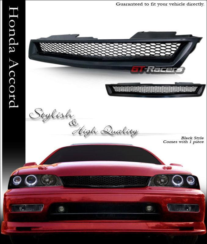 Jdm-r blk aluminum mesh type front hood bumper grill grille abs 1994-1997 accord