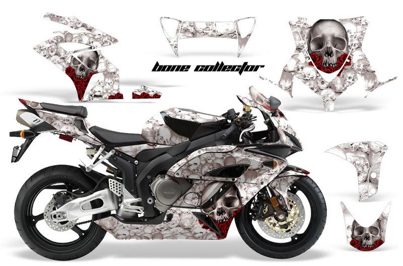 Amr racing graphics decal wrap kit- honda cbr1000 street bike, 04-05 bones white