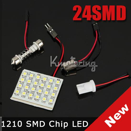 White 1210 24 smd led car festoon panel light xenon car interior dome bulb dc12v