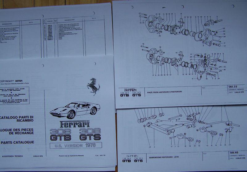 Ferrari 1978 308 gts-gtb spare parts catalogue free shipping