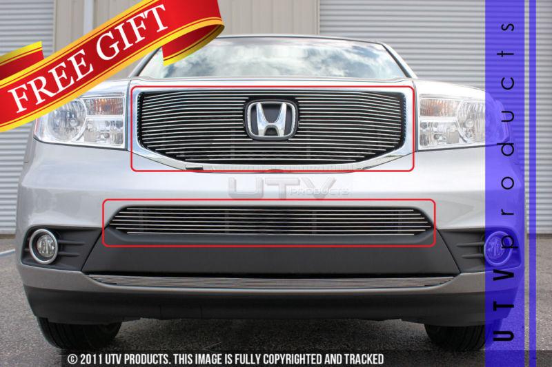 2012 - 2013 honda pilot 2pc combo upper & bumper chrome billet grille kit 