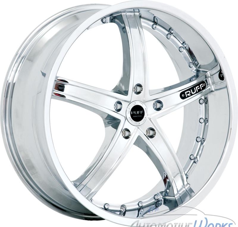 22x9 ruff r953 5x120  +15mm chrome rims wheels inch 22"