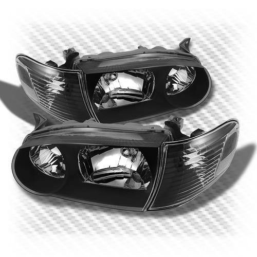 2001-2002 toyota corolla euro corner headlights black head lights pair lamp set